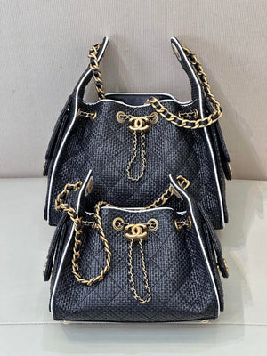 Chanel AS5293 Small Hobo Bag Braided Raffia Calfskin & Gold-Tone Black - Default Title - View 10
