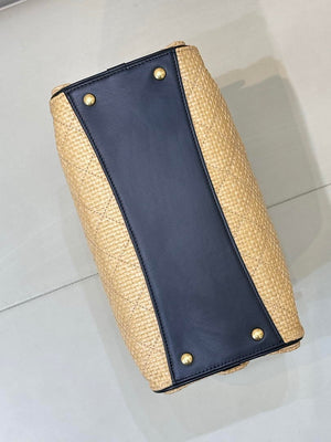 Chanel AS5293 Small Hobo Bag Braided Raffia Calfskin & Gold-Tone Beige & Black - Default Title - View 9