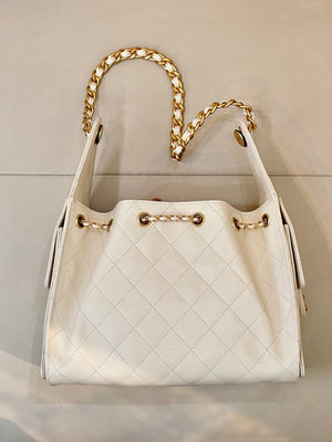 Chanel AS5293 Small Hobo Handbag Calfskin & Gold-Tone Metal Beige - Default Title - View 7