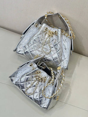 Chanel AS5293 Small Hobo Lambskin & Silver-Tone Metal Silver - Default Title - View 4