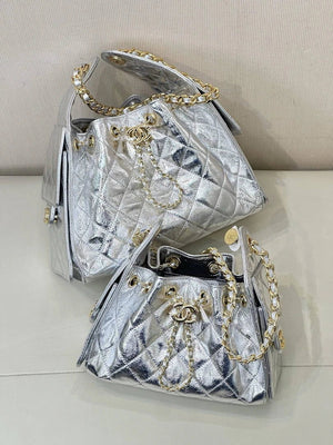 Chanel AS5293 Small Hobo Lambskin & Silver-Tone Metal Silver - Default Title - View 2