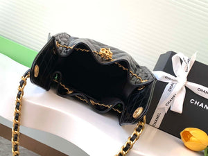 Chanel AS5293 Small Hobo Shiny Lambskin & Gold-Tone Metal Black - Default Title - View 8
