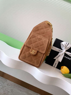 Chanel AS5293 Small Hobo Suede & Gold-Tone Metal Earthy Yellow - Default Title - View 2