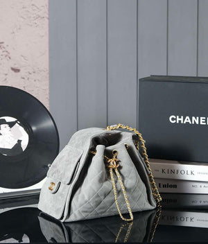 Chanel AS5293 Small Hobo Suede & Gold-Tone Metal Elephant Gray - Default Title - View 2