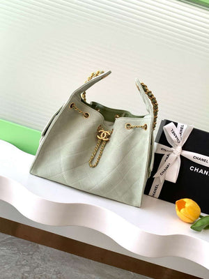 Chanel AS5293 Small Hobo Suede & Gold-Tone Metal Light Green - Default Title - View 1
