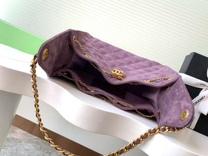 Chanel AS5293 Small Hobo Suede & Gold-Tone Metal Purple - Default Title - View 8