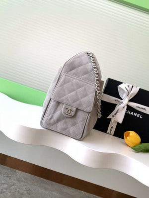 Chanel AS5293 Small Hobo Suede & Silver-Tone Metal Elephant Gray - Default Title - View 2