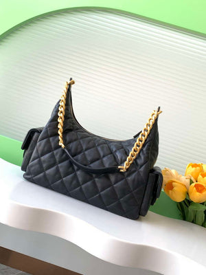 Chanel AS5302 Hobo Shiny Lambskin & Gold-Tone Metal Black - Default Title - View 3