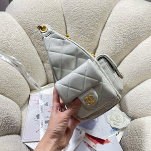 Chanel AS5302 Hobo Shiny Lambskin & Gold-Tone Metal Gray - Default Title - View 3