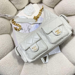 Chanel AS5302 Hobo Shiny Lambskin & Gold-Tone Metal Gray - Default Title - View 5