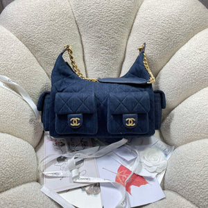 Chanel AS5302 Hobo Shiny Denim & Gold-Tone Metal Dark blue - Default Title - View 1