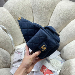 Chanel AS5302 Hobo Shiny Denim & Gold-Tone Metal Dark blue - Default Title - View 3
