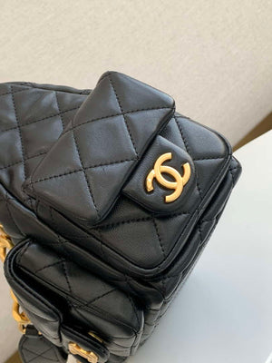 Chanel AS5339 Small Hobo Shiny Lambskin & Gold-Tone Metal Black - Default Title - View 7