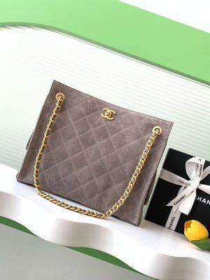 Chanel AS5303 Hobo Suede & Gold-Tone Metal Gray - Default Title - View 1