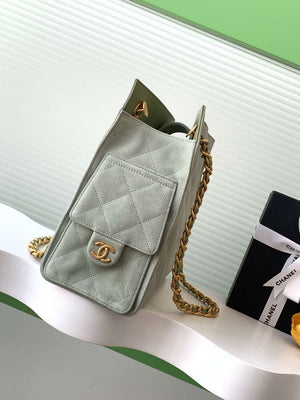 Chanel AS5303 Hobo Suede & Gold-Tone Metal Light Green - Default Title - View 2