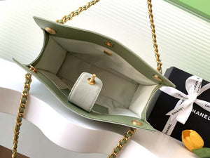 Chanel AS5303 Hobo Suede & Gold-Tone Metal Light Green - Default Title - View 8