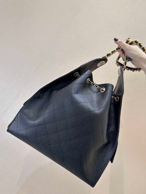 Chanel AS5311 Large Hobo Shiny Calfskin & Gold-Tone Metal Black - Default Title - View 5