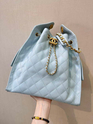 Chanel AS5311 Large Hobo Shiny Calfskin & Gold-Tone Metal Blue - Default Title - View 2