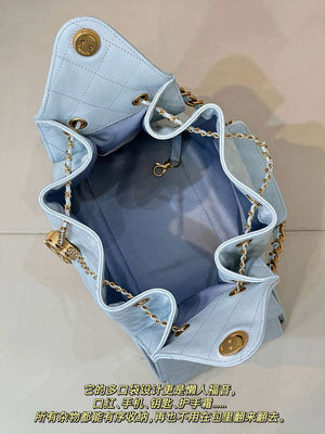 Chanel AS5311 Large Hobo Shiny Calfskin & Gold-Tone Metal Blue - Default Title - View 11