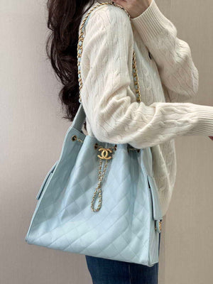 Chanel AS5311 Large Hobo Shiny Calfskin & Gold-Tone Metal Blue - Default Title - View 14
