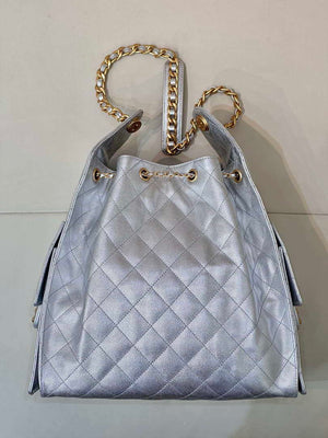 Chanel AS5311 Large Hobo Shiny Calfskin & Gold-Tone Metal Silver - Default Title - View 6
