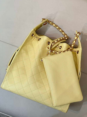 Chanel AS5311 Large Hobo Shiny Calfskin & Gold-Tone Metal Yellow - Default Title - View 5