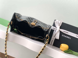Chanel AS5311 Large Hobo Shiny Lambskin & Gold-Tone Metal Black - Default Title - View 9
