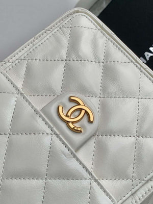 Chanel AS5311 Large Hobo Shiny Lambskin & Gold-Tone Metal White - Default Title - View 6