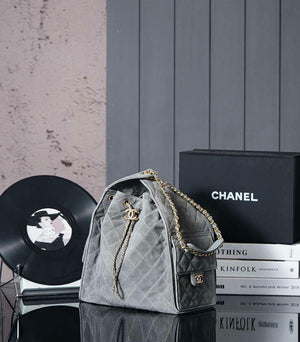 Chanel AS5311 Large Hobo Suede & Gold-Tone Metal Elephant Gray - Default Title - View 2