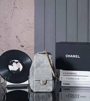 Chanel AS5311 Large Hobo Suede & Gold-Tone Metal Elephant Gray - Default Title - View 3