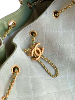 Chanel AS5311 Large Hobo Suede & Gold-Tone Metal Light Green - Default Title - View 5