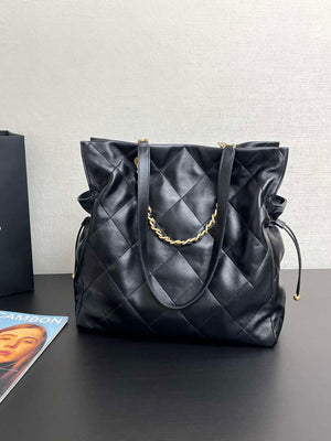 Chanel AS5315 Shopping Bag Shiny Lambskin & Gold-Tone Metal Black - Default Title - View 3