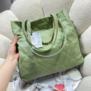 Chanel AS5315 Shopping Bag Shiny Lambskin & Gold-Tone Metal Green - Default Title - View 4