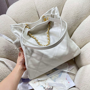 Chanel AS5315 Shopping Bag Shiny Lambskin & Gold-Tone Metal White - Default Title - View 4