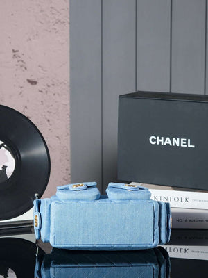 Chanel AS5339 Small Hobo Shiny Denim & Gold-Tone Metal Light blue - Default Title - View 3