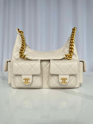 Chanel AS5339 Small Hobo Shiny Lambskin & Gold-Tone Metal Apricot - Default Title - View 1
