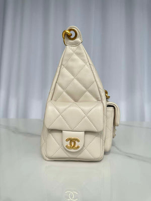 Chanel AS5339 Small Hobo Shiny Lambskin & Gold-Tone Metal Apricot - Default Title - View 2