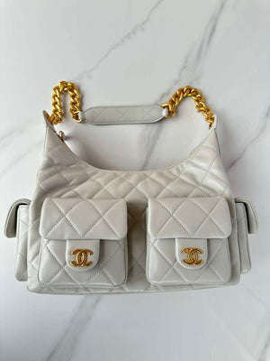Chanel AS5339 Small Hobo Shiny Lambskin & Gold-Tone Metal Light Green - Default Title - View 5