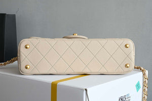 Chanel 25SS AS5354 Mini Flap Bag with Top Handle Lambskin Apricot - Default Title - View 3