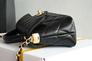 Chanel 25SS AS5354 Mini Flap Bag with Top Handle Lambskin Black - Default Title - View 4