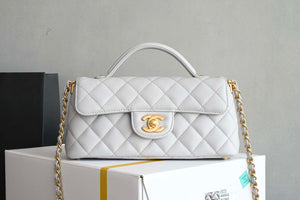 Chanel 25SS AS5354 Mini Flap Bag with Top Handle Lambskin Gray - Default Title - View 1