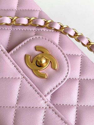 Chanel 25SS AS5354 Mini Flap Bag with Top Handle Lambskin Pink - Default Title - View 5