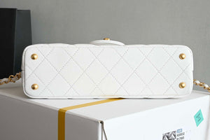 Chanel 25SS AS5354 Mini Flap Bag with Top Handle Lambskin White - Default Title - View 3
