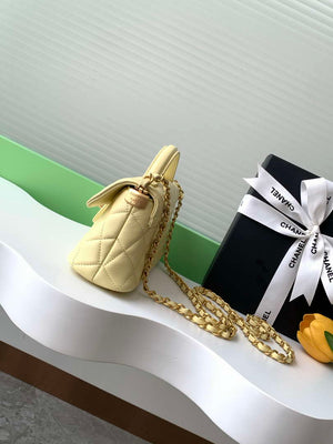 Chanel 25SS AS5354 Mini Flap Bag with Top Handle Lambskin Yellow - Default Title - View 2