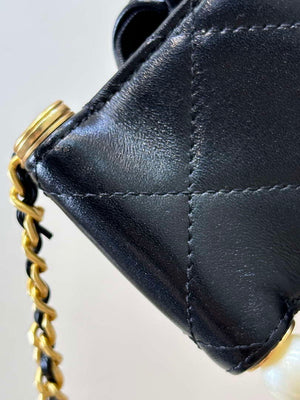 Chanel AS5390 25P Limited Edition Pearl Handle Flap Bag Black Lambskin - Default Title - View 8
