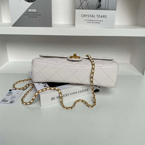Chanel AS5390 25P Limited Edition Pearl Handle Flap Bag White Lambskin - Default Title - View 7