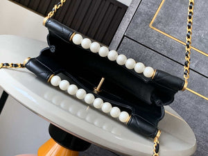 Chanel AS5413 25P Limited Edition Pearl Small Tote Bag Black Lambskin - Default Title - View 9