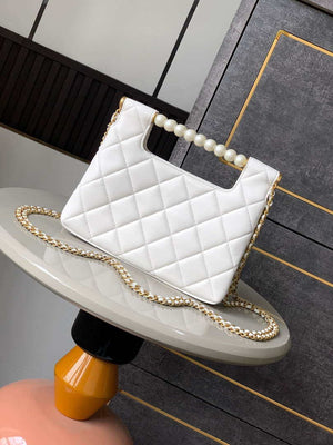 Chanel AS5413 25P Limited Edition Pearl Small Tote Bag White Lambskin - Default Title - View 3