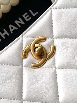 Chanel AS5413 25P Limited Edition Pearl Small Tote Bag White Lambskin - Default Title - View 4