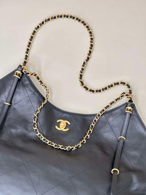 Chanel AS5463 25SS Maxi Shopping Bag Calfskin & Gold-Tone Metal Black - Default Title - View 10